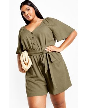 City Chic Plus Size Brielle Playsuit - Green