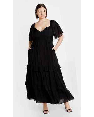 City Chic Plus Size Marci Tier Maxi Dress - Black