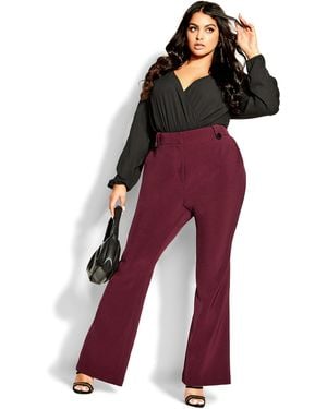 City Chic Plus Size Tuxe Luxe Pants Claret - Red