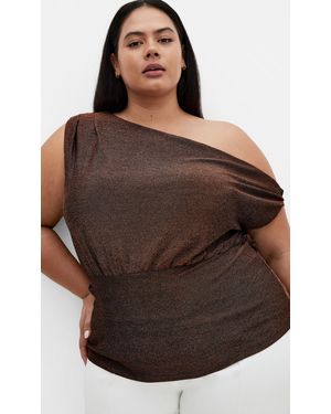 City Chic Plus Size Paloma Shimmer Top - Brown