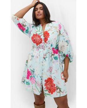 City Chic Plus Size Print Cotton Mini Dress - Red
