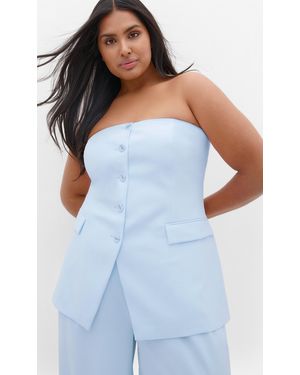 City Chic Plus Size Holly Strapless Bustier Corset - Blue