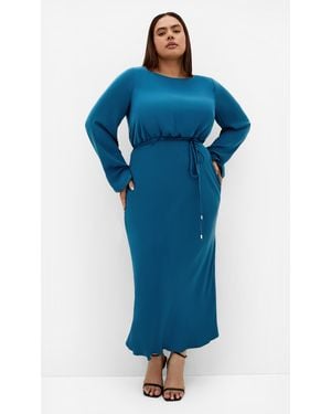 City Chic Plus Size Tara Long Sleeve Maxi Dress - Blue