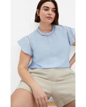 City Chic Plus Size Lorelai Short Sleeve Top - Blue