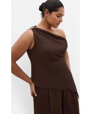City Chic Plus Size Skyla Off Shoulder Top - Brown