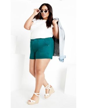 City Chic Plus Size Holiday Harbor Denim Short - Blue