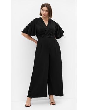 City Chic Plus Size Braelynn V-Neck Jumpsuit - Black