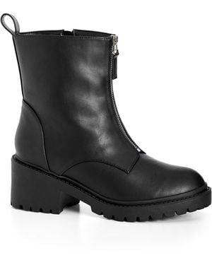 City Chic Plus Size Wide Fit Zelda Zip Ankle Boot - Black
