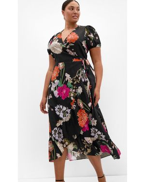 City Chic Plus Size Belle Floral Wrap Dress - Multicolor