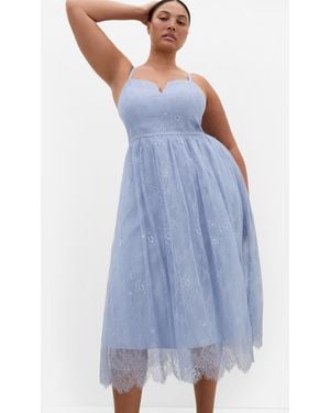 City Chic Plus Size Serena Lace Midi Dress - Blue