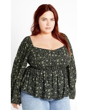 City Chic Plus Size Dahlia Top - Black