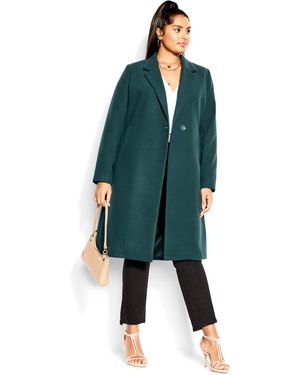 City Chic Plus Size Add To Your Outerwear Collection With Our Timeless Effortless Chic Coat Offering A Warm Wool Blend - Green