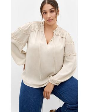 City Chic Plus Size Drama Queen Long Sleeve Shirt - Natural