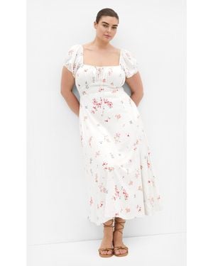 City Chic Plus Size Abbie Short Sleeve Print Midi Dress - White