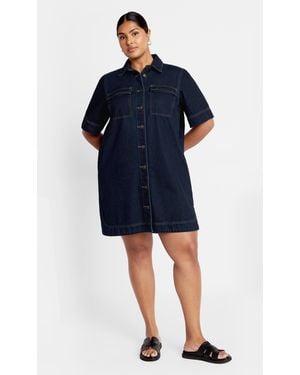 City Chic Plus Size Jojo Mini Wash Dress - Blue