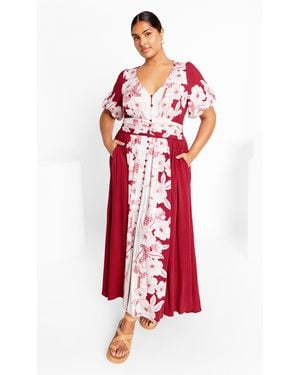 City Chic Plus Size Sybelle Maxi Dress Cranberry - Red