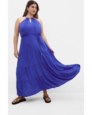 City Chic Plus Size Maxi Dress Stacey - Blue