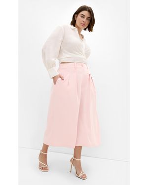 City Chic Plus Size Abbie Crop Pants - Pink