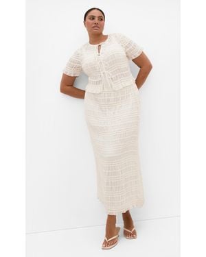 City Chic Plus Size Emelia Shirred Skirt - White