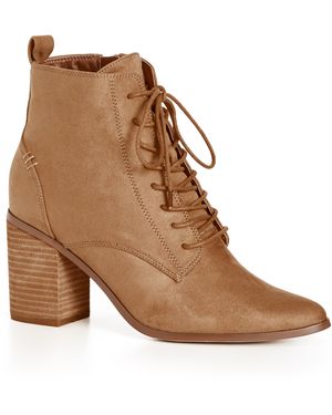 City Chic Plus Size Wide Fit Calista Ankle Boot Tan - Brown