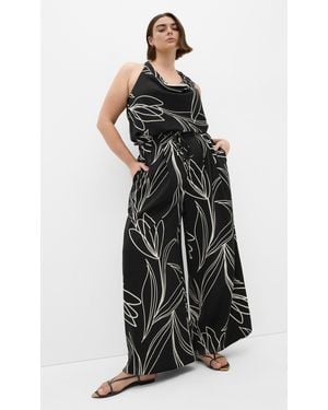 City Chic Plus Size Shania Print Wide Leg Pants - Black
