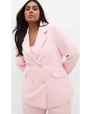 City Chic Plus Size Holly Double Breasted Blazer - Pink