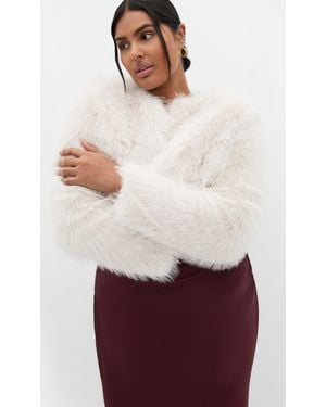City Chic Plus Size Angelica Faux Fur Jacket - White