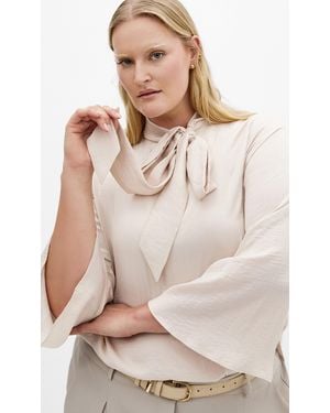 City Chic Plus Size Mahalia Neck Tie Top - Natural