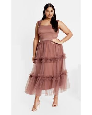 City Chic Plus Size Embroidered Tulle Dress in Black | Lyst