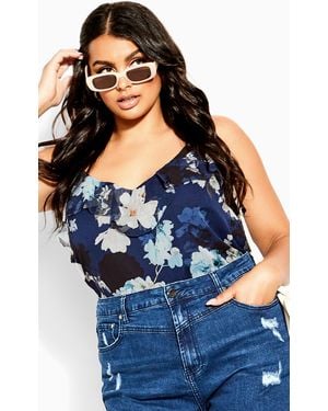 City Chic Plus Size Shy Top - Blue