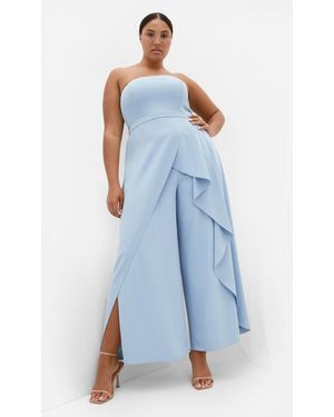 City Chic Plus Size Attract Strapless Jumpsuit - Blue