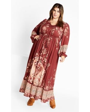 City Chic Plus Size Faith Maxi Dress Desert Rose - Red
