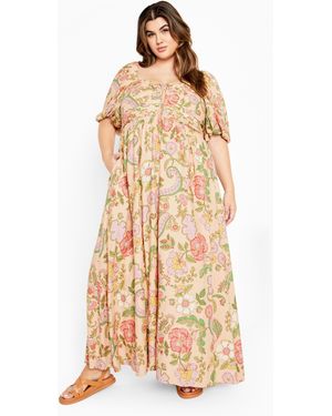 City Chic Plus Size Ellea Maxi Dress - Natural
