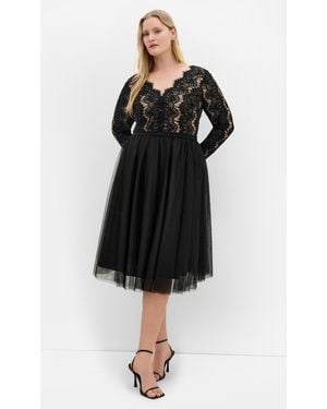 City Chic Plus Size Rare Beauty Lace Midi Dress - Black