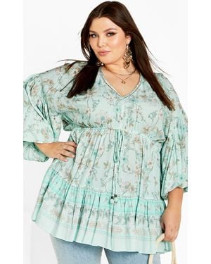 City Chic Plus Size Spirited Tunic Top - Green