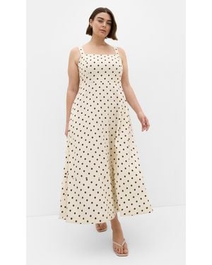 City Chic Plus Size Collins Print Maxi Cream Dress - Natural