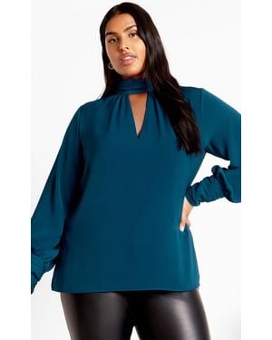 City Chic Plus Size Miranda Cowl Top - Blue