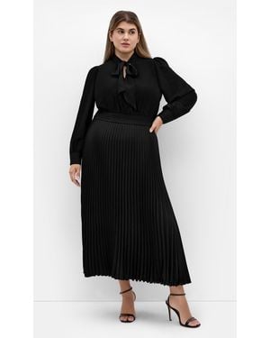 City Chic Plus Size Marily Pleat Midi Dress - Black