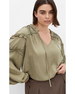 City Chic Plus Size Drama Queen Long Sleeve Shirt - Natural