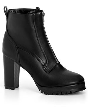 City Chic Plus Size Wide Fit Fern Ankle Boot - Black