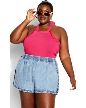 City Chic Plus Size Ruffled Top Bright - Red