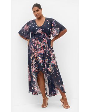 City Chic Plus Size Lovers Lane Print Dress - Blue