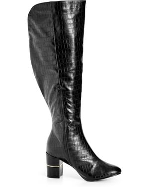 City Chic Plus Size Wide Fit Geordie Knee Boot - Black