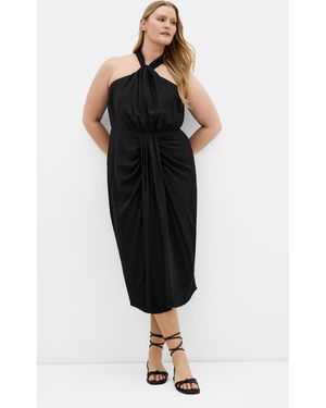 City Chic Plus Size Briella Halter Twist Front Midi Dress - Black