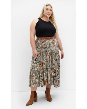 City Chic Plus Size Misha Print Skirt - Multicolor