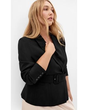 City Chic Plus Size Ivy Belted Blazer - Black