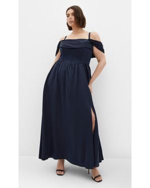 City Chic Plus Size Angel Love Off Shoulder Maxi Dress - Blue