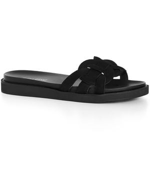 City Chic Plus Size Wide Fit Star Weave Slide - Black