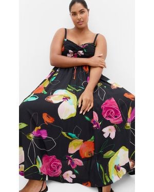 City Chic Plus Size Malina Print Shirred Maxi Dress - Multicolor