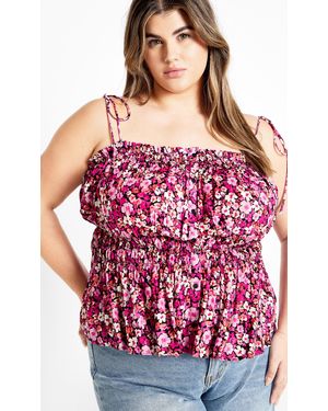 City Chic Plus Size Lyla Print Top - Red